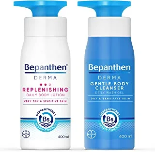 Bepanthen DERMA Replenishing Body Lotion 400ml + Gentle Body Cleansing Wash Gel 400ml
