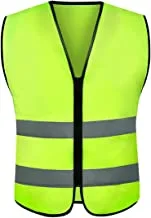 ECVV Reflective Safety Vest Bright Neon Color with 2 Inch Reflective Strips -Zipper Front(green)