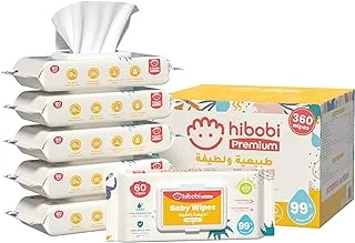 Hibobi Water Ultra-Mild Cleansing Baby Refresh Wipes,360 Count(6 Pack)