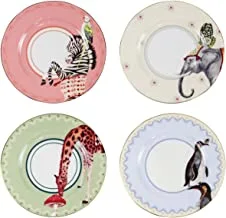 Yvonne Ellen Carnival Mix Animal Cake Plates 4-Piece Set, 16 cm Size