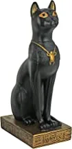 Design Toscano Egyptian Cat Goddess Bastet without Earrings Statue, Polyresin, Black and Gold, 20.5 cm