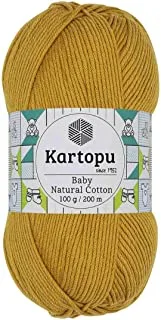 Kartopu K310 Baby Natural Cotton Yarn 100 g, 200 Meter Length, Mustard