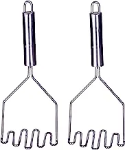 KOWS Stainless Steel Zig-Zag Wire Potato Vegetable Masher 25 cm - Pack of 2
