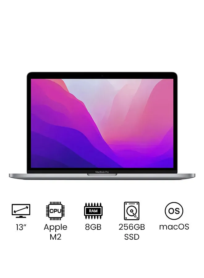 Apple MacBook Pro 13-Inch M2 Chip With 8-Core CPU and 10-Core GPU، 256GB SSD / Graphics Integrated Graphics / Middle East Version English / Arabic Space Grey