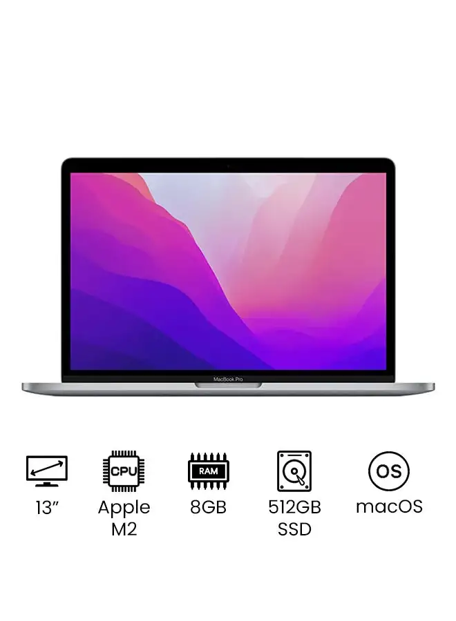 Apple MacBook Pro 13-Inch M2 Chip With 8-Core CPU And 10-Core GPU/512GB SSD/Integrated Graphics/Middle East Version English/Arabic Space Grey