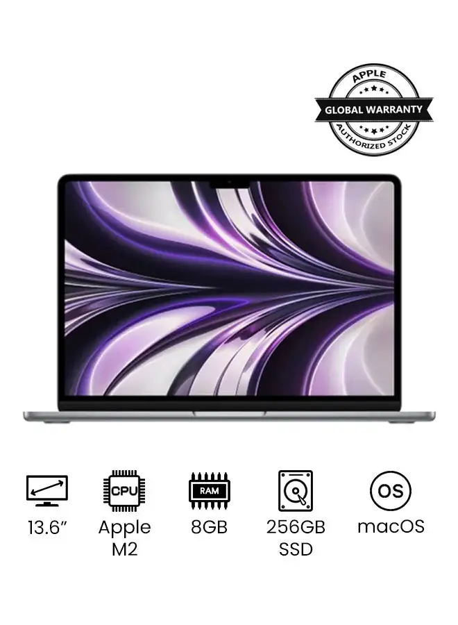 Apple MacBook Air MLXW3 13-Inch Display : Apple M2 chip with 8-core CPU and 8-core GPU, 256GB/ English Arabic Keyboard Space Grey