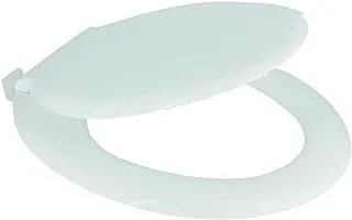 Uniflo Toilet Seat with Cover, Easy to install, For Elongated or Oval Toilets - White