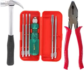 Suzec Johnson Home Utility Kit Claw Hammer Steel Shaft & 5-Pieces Screwdriver Kit & Combination Plier