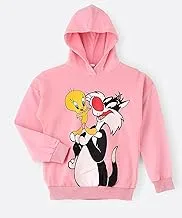 Looney Tunes Tweety Hooded Sweatshirt for Senior Girls - Pink, 9-10 Year
