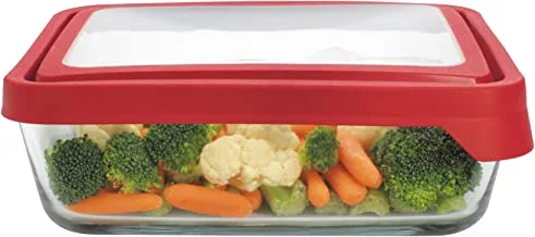 Anchor Hocking Trueseal Glass Food Storage Container with Lid, Red