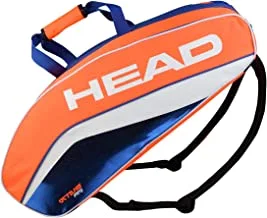 HEAD Octane Polyester PRO Three Compartments 12 Racquets Professional Badminton Kit Bag with Integrated Shoe Pocket 75x46x29 cm (Orange, Blue)