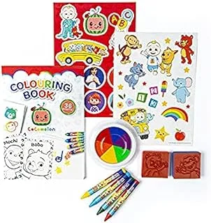 Cocomelon Pre-Filled Craft For Toddlers With 5 Markers, Rainbow Stamp Pad, Foam Stamps, Sticker Sheet & Art Sheets