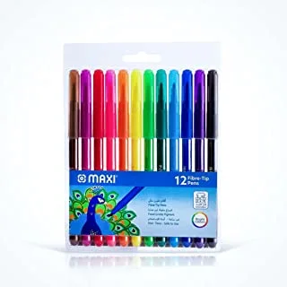 أقلام حبر ماكسي قابلة للغسل في المحفظة 12 لونًا