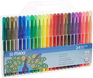 Maxi Washable Felt-Tip Pens 24 Color In A Wallet,Washable Ink On Most Textiles