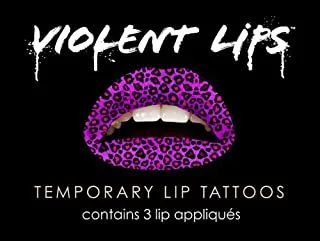 Violent Lips Temporary Lip Tattoos - Purple Cheetah