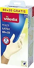 قفازات Vileda Latex التي تستخدم لمرة واحدة 80 + 20 M / L ، قفازات مطاطية خالية من المسحوق