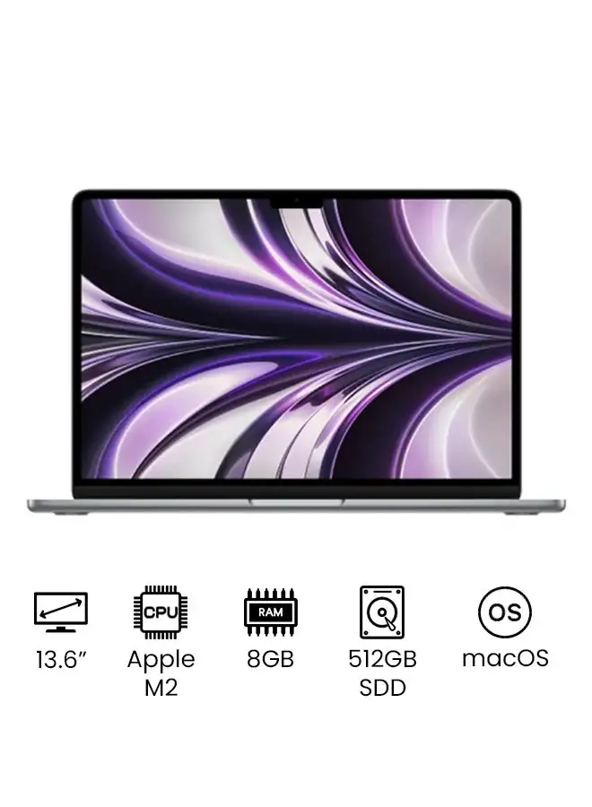 Apple MacBook Air 13.6-Inch Display,Apple M2 Chip With 8-Core CPU And 10-Core GPU, 512GB SSD/Intel UHD Graphics English/Arabic Space Grey