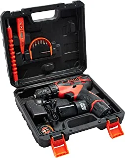 JUCO - Cordless Drill (2 Batteries-12Volt) in plastic case (Red)