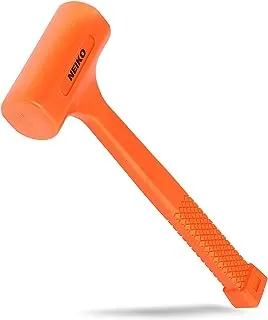 Neiko 02848a 3 lb dead blow hammer, neon orange | unibody molded | checkered grip | spark and rebound resistant