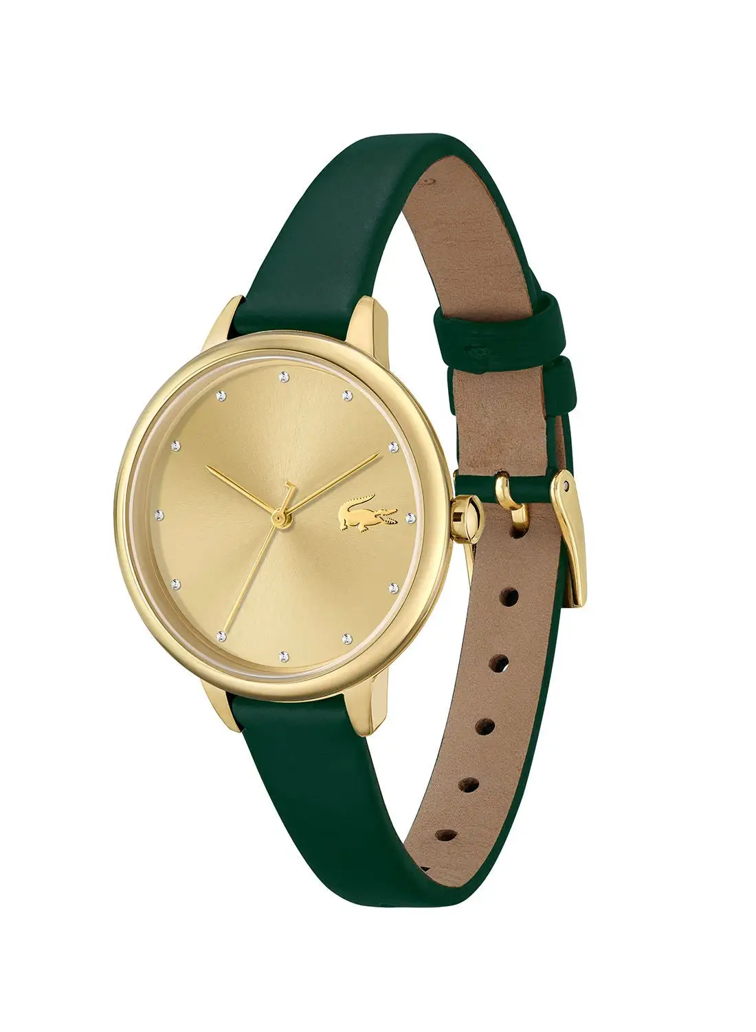 LACOSTE LACOSTE CANNES WOMEN's GOLD DIAL, GREEN CALFSKIN WATCH - 2001230