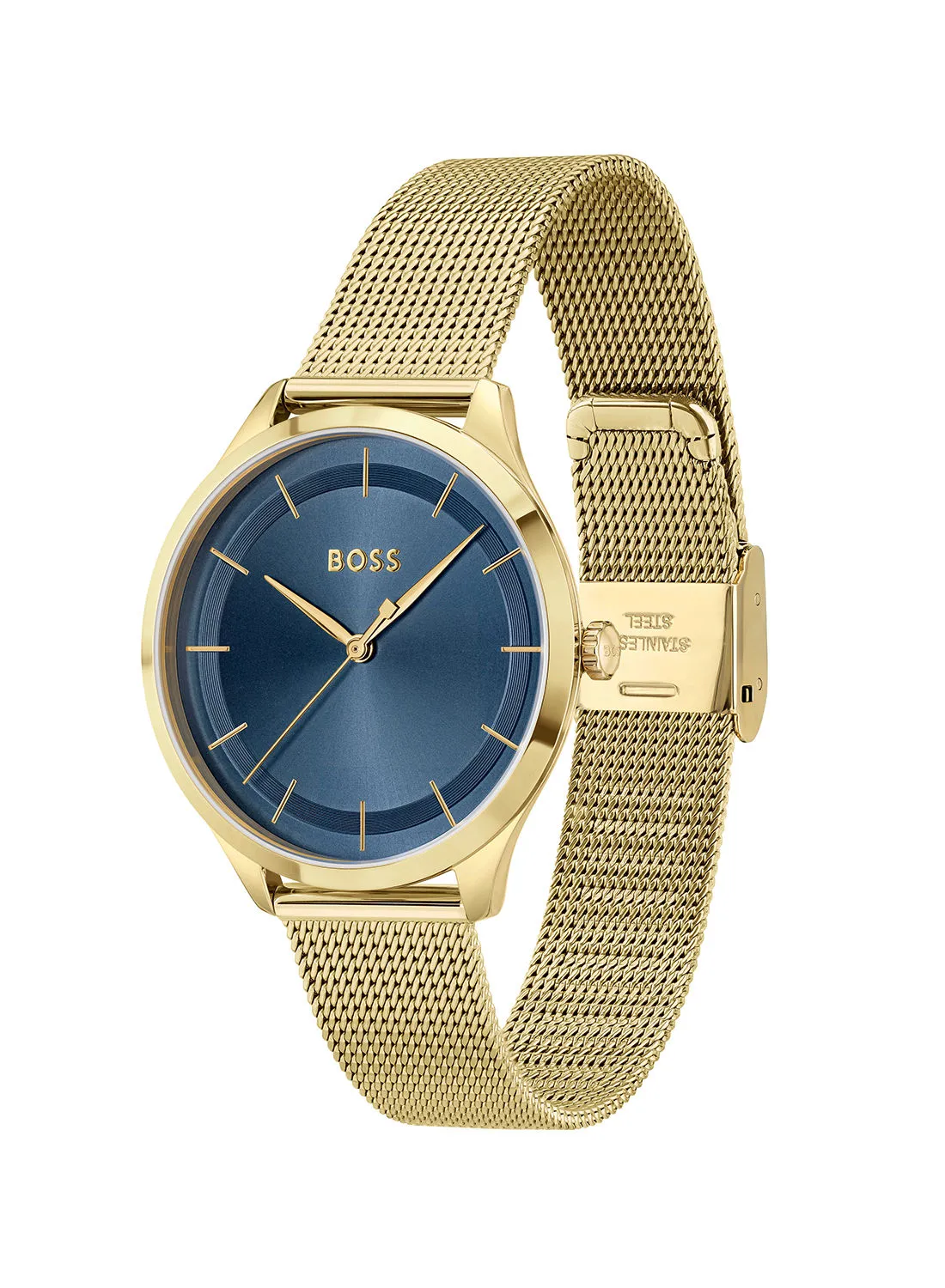 HUGO BOSS Pura Women's Blue Dial Ionic Thin Gold Plated 1 Steel Watch - 1502635