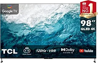 تلفزيون تي سي ال 98 بوصة QLED 4K HDR Dolby Vision Google MEMC 120Hz معالج VRR HDMI 2.1 - 98C735 (موديل 2022)