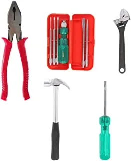 Suzec Johnson Advance Home Kit Combination Plier & 5-Pieces Screwdriver Kit (Multicolour) & Adjustable Wrench (200 Mm) & Claw Hammer With Steel Shaft & Two In One Screw Driver (Green)