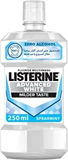 Listerine, Advanced White Mouthwash, Removes Tough Stains, Milder Taste, Spearmint Flavour, 250ml