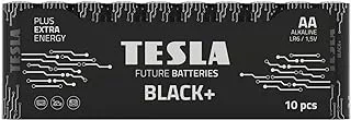 Tesla AA Battery Black+ Alkaline - Plus Extra Energy Batteries Shrink Foil LR6/1.5V Pack of 10