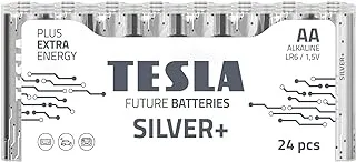 Tesla AA Battery Silver+ Alkaline - Plus Extra Energy Shrink Foil LR6/1.5V Pack of 24
