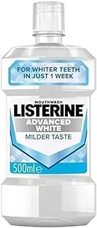 Listerine, Advanced White Mouthwash, Removes Tough Stains, Milder Taste, Spearmint Flavour, 500 ml