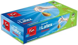 Fun Indispensable Latex Disposable Gloves With Powder, Powdered Large Size, Pack Of 100