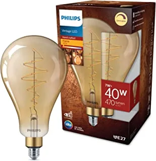 Philips LED Light Giant A160 Flame Gold A-Shape Light Bulb [E27 Edison Screw] 7W-40W Equivalent, Warm White (1800K), Dimmable