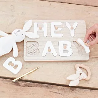 Ginger Ray Hey Baby Wooden Puzzle Baby Shower Guest Book