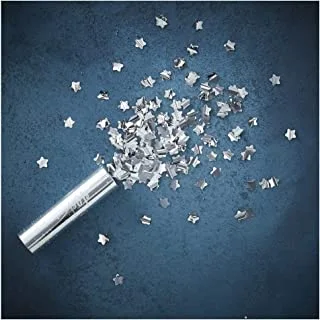 Ginger Ray Silver Foiled Pop Star Confetti Cannon Shooter, Silver