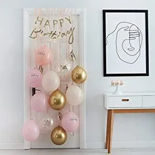 Ginger Ray Happy Birthday Balloon Door Kit, Pink/Gold