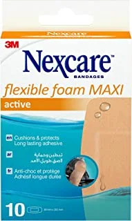 Nexcare Active Flexible Foam MAXI Bandages/plasters, G, 50 mm x 101 mm, 10/Pack, One Size