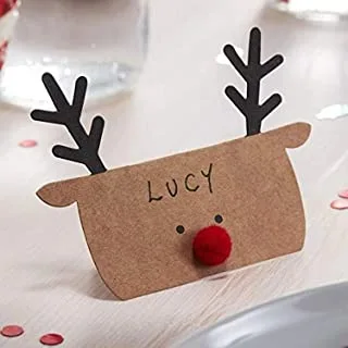 Ginger Ray Kraft Reindeer Shaped Christmas Place Cards