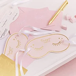 Ginger Ray Foiled Eye Mask Shaped Invitation Card 5-Pieces, Peach