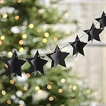 Ginger Ray Eco 3D Card Star Garland, 2 m Length, Black