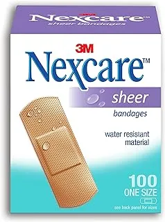 Nexcare Plastic Sheer Bandages/plasters, 72 mm x 25 mm, 100/Pack, One Size