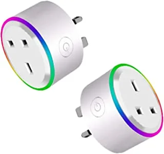 SKY-TOUCH 2PCS Google Assistant Voice Command for Home Automation, Wifi Outlet Smart Plug Compatible with Alexa