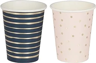Ginger Ray Pink and Navy Mixed Baby Shower Gender Reveal Party Cups 8 Pack