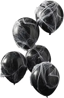 Ginger Ray Spiders and Cobwebs Halloween Balloons, Black