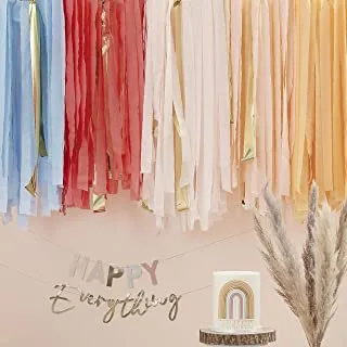 Ginger Ray Muted Pastel Peach, Pink and Blue Paper Streamer Party Backdrop Decoration 200m Pack