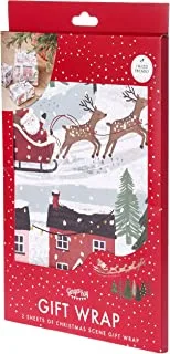 Ginger Ray Land of Christmas Scene Gift Wrap 2-Pieces, Multicolour