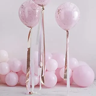 Ginger Ray Rose Gold Foil and Pink Tissue Streamer Balloon Tails Party Decorations