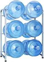 SHOWAY 5 Gallon Water Bottle Holder, 3-Tier Water Cooler Jug Rack for 6 Bottles Heavy Duty Detachable Kitchen Organization and Storage Shelf,(Mix Color)