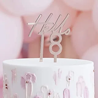 Ginger Ray Rose Gold Acrylic Hello 18 Birthday Cake Milestone Topper