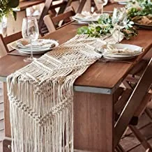 Ginger Ray 'A Touch of Pampas' Macrame Table Runner-2m x 35cm, Brown